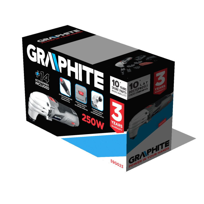 Graphite Багатофункціональний інструмент реноватор 250Вт 15000-21000об/хв 1.35кг кейс (59G023)
