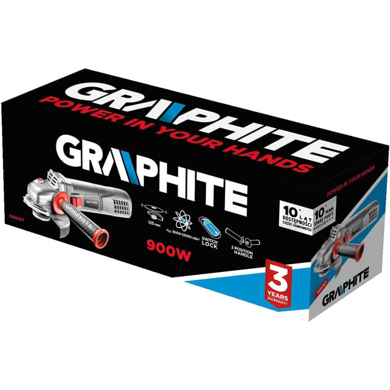 Graphite Шліфмашина кутова 125мм 900Вт 12000об·хв 1.8кг (59G187)