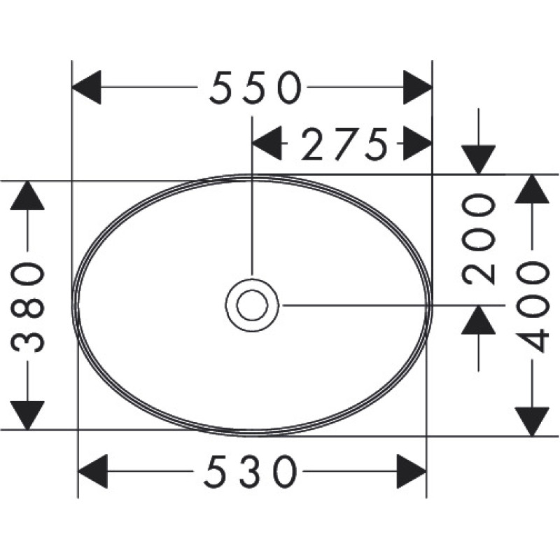 XUNIVA D умивальник 55*40см без отв, без переливу