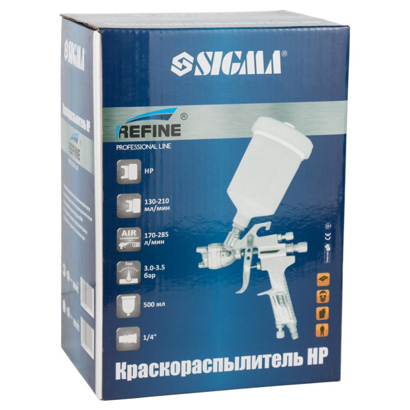 REFINE Краскораспылитель HP Ø1.4мм 170-285л/мин 3-3.5бар в/б 500мл (пласт) (6811411)