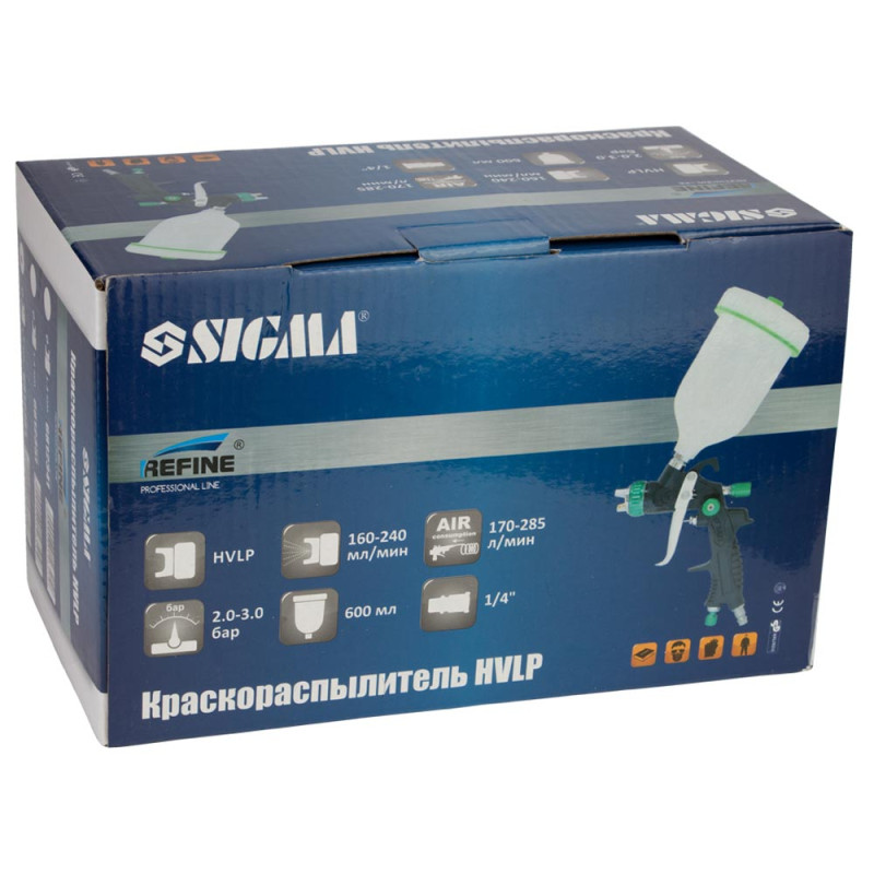 REFINE Краскораспылитель HVLP Ø1.0 мм 60-170 л/мин 1.5-2 бар в/б 100 мл (пласт) (6812321)