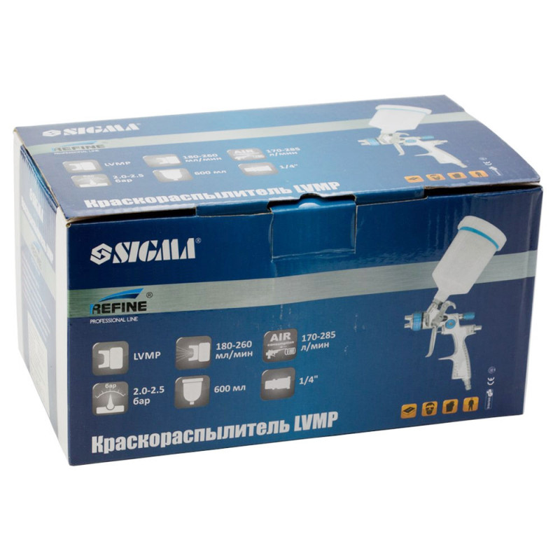 REFINE Краскораспылитель LVMP Ø1.4 мм 170-285 л/мин 2-2.5 бар в/б 600 мл (пласт) (6814221)