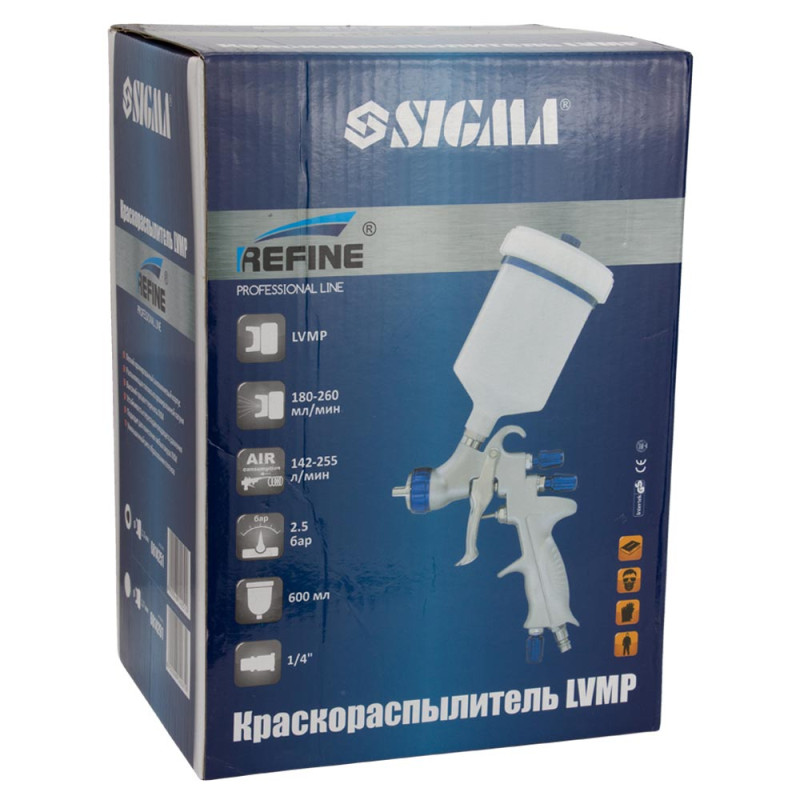 REFINE Краскораспылитель LVMP Ø1.3мм 142-255л/мин 2.5бар в/б 600мл (пласт) (6814251)