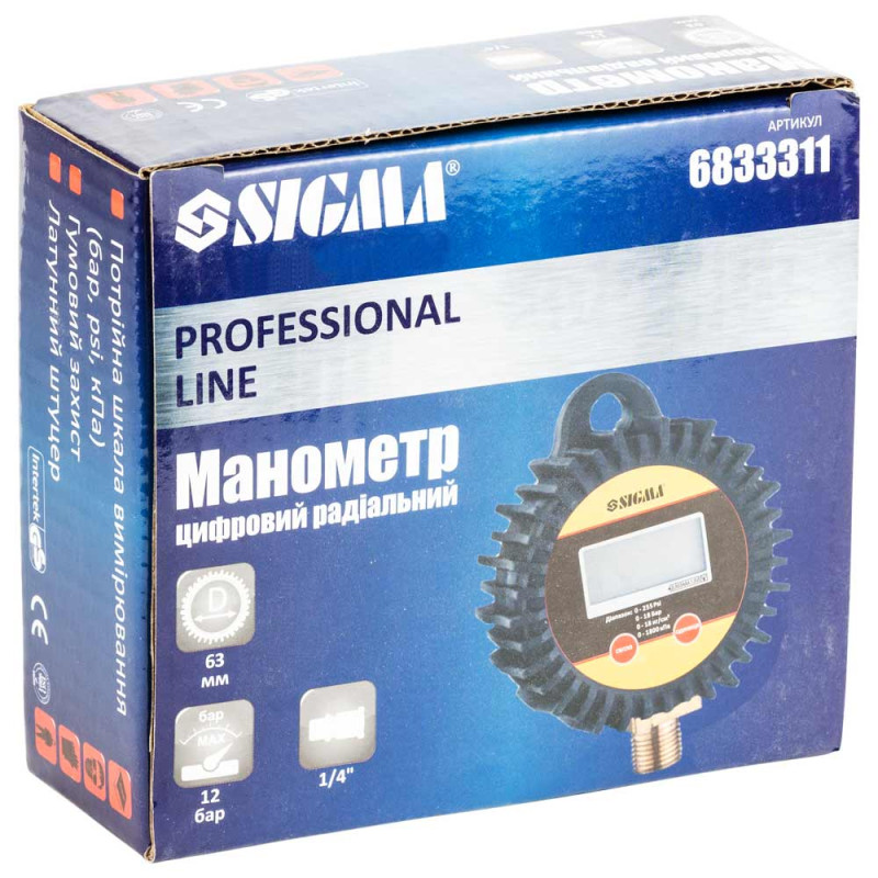 SIGMA Манометр цифровий радіальний Ø62мм, G1/4 (6833311)