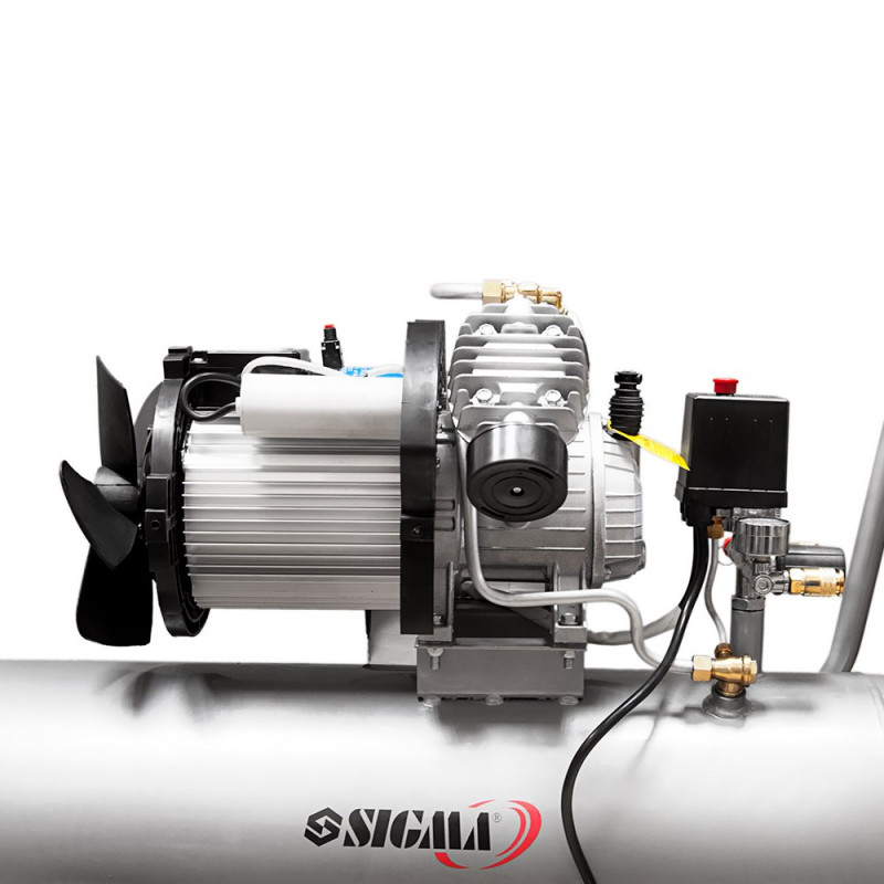 SIGMA Компресор двоциліндровий 2.5кВт 455л/хв 10бар 50л (2 крана) (7043721)