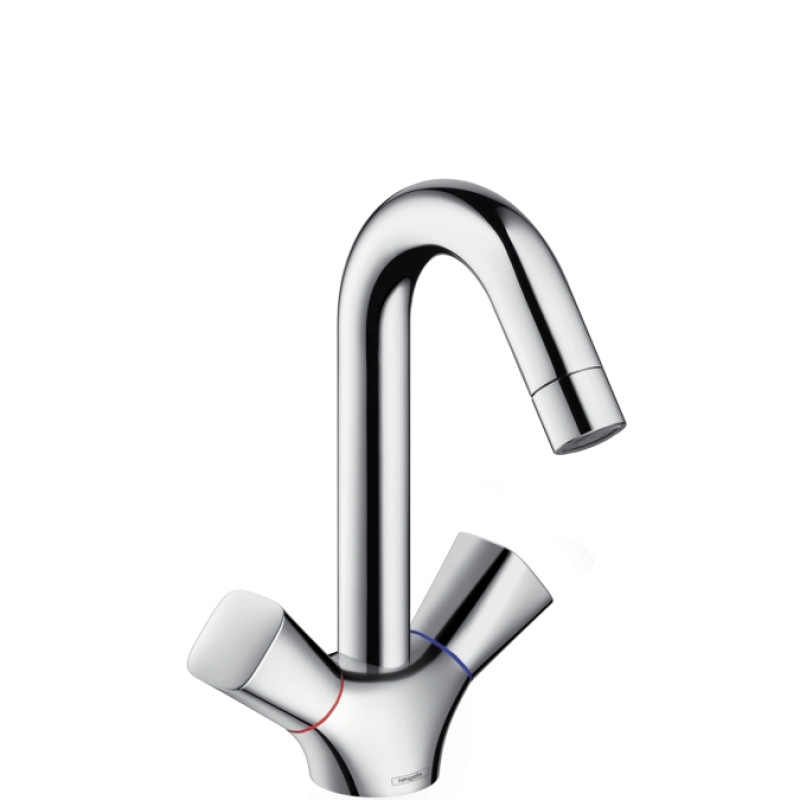 Змішувач hansgrohe Logis для раковини з двома ручками без зливного набору, хром 71221000