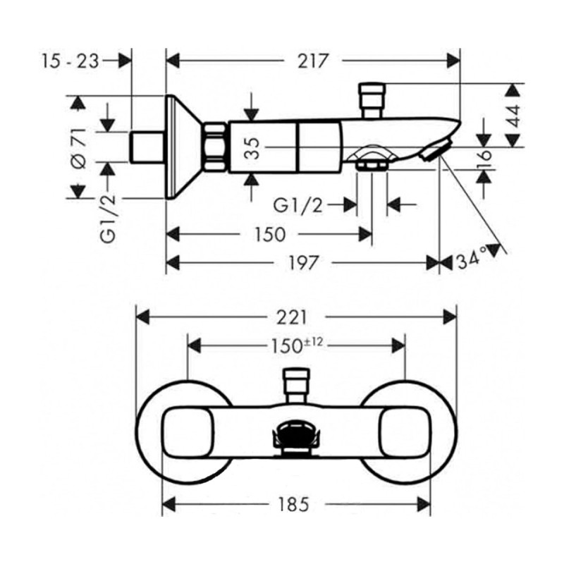 Hansgrohe Logis Змішувач для ванни, двухвентильний, (71243000)