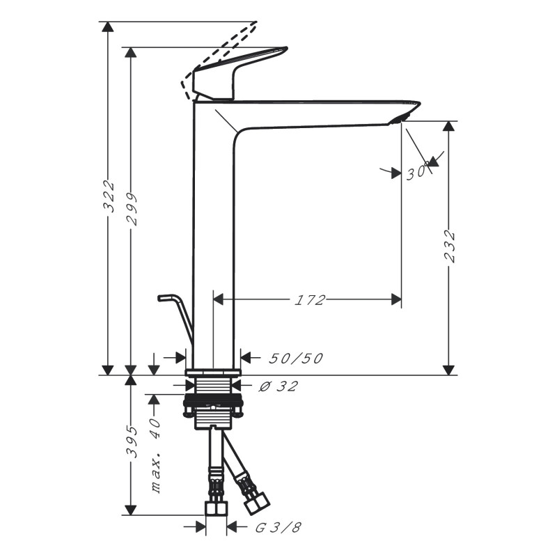 Hansgrohe Змішувач одноважільний для раковини Logis 240 (71257000)