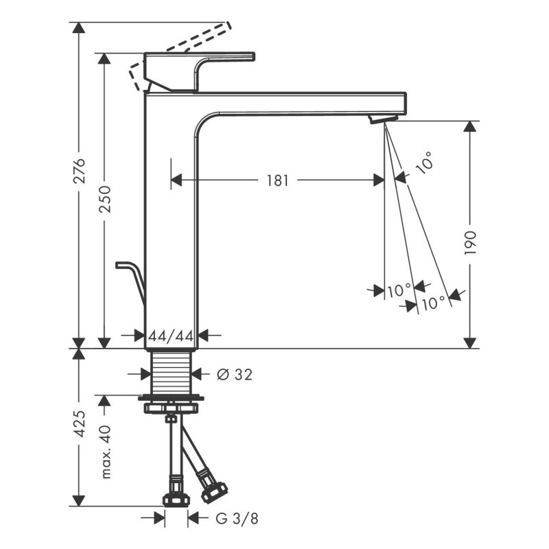 Hansgrohe Змішувач Vernis Shape для умивальника 190 (71562670)