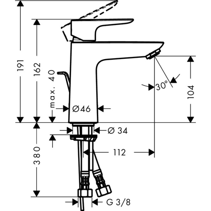 Hansgrohe Змішувач для раковини Talis E зі зливним гарнітуром (71715000)