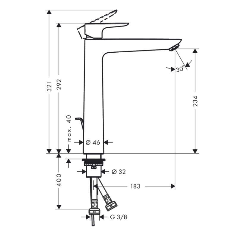 Hansgrohe Змішувач для умивальника Talis E (71716000)