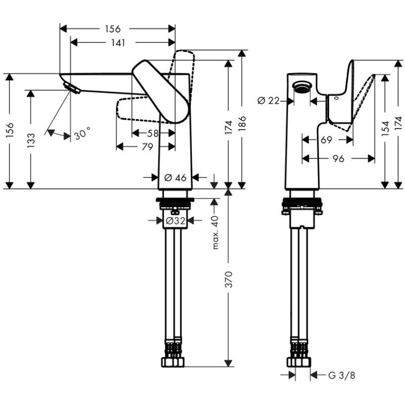 Hansgrohe Talis E Змішувач для раковини, одноважiльний, (71755000)