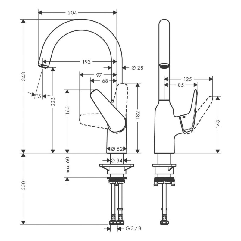 Hansgrohe Змішувач одноважільний для кухні M421-H220 (71802000)