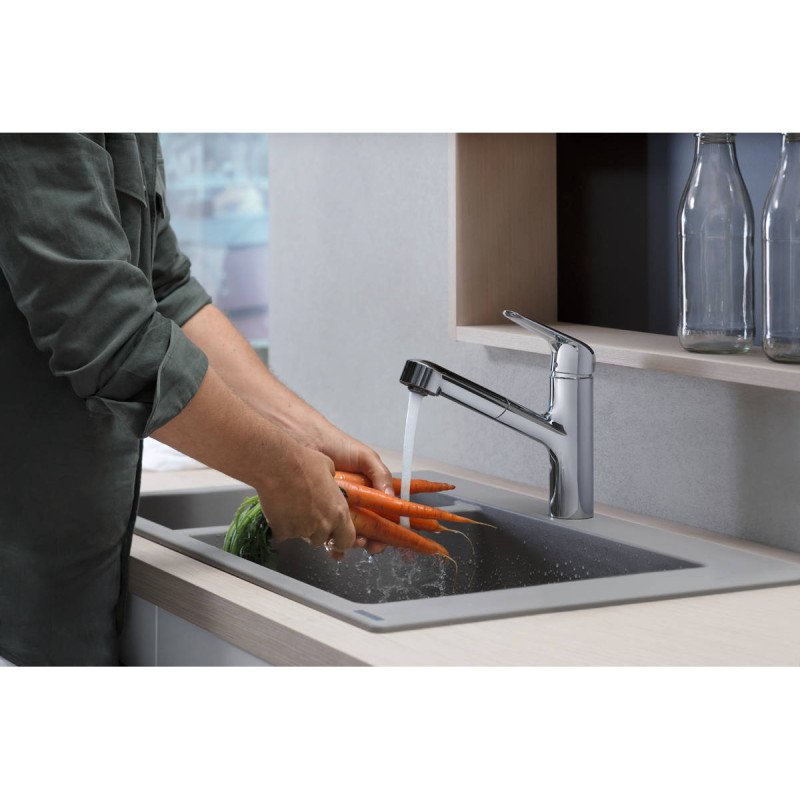 Hansgrohe Змішувач одноважільний для кухні M427-H150 з витяжним виливом (71814000)