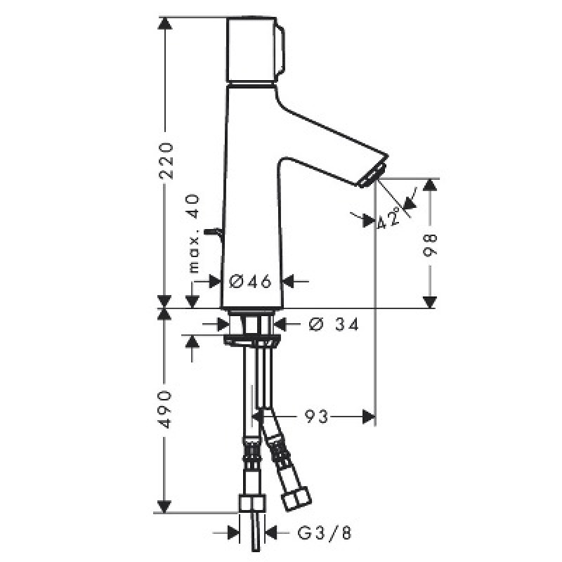 Hansgrohe Змішувач для умивальника одноважільний Select E (72042000)