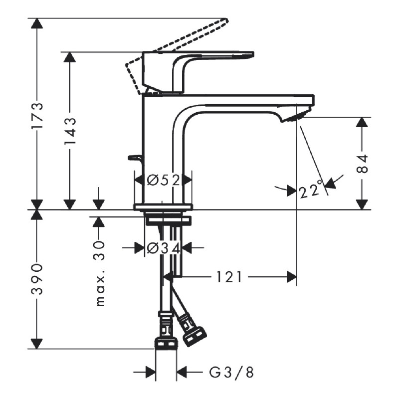 Hansgrohe Змішувач для умивальника Rebris S CoolStart 80 (72513000)
