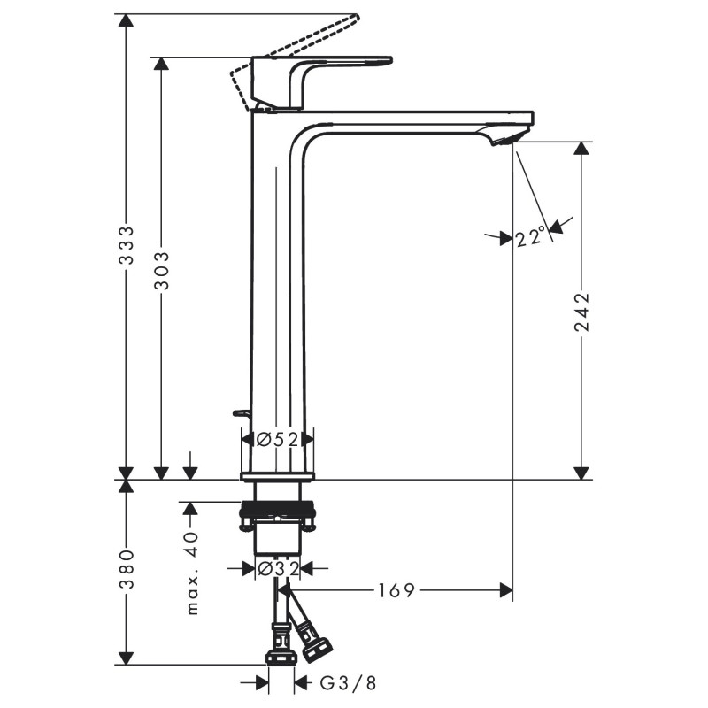 Hansgrohe Змішувач для умивальника Rebris E CoolStart 240 (72581000)