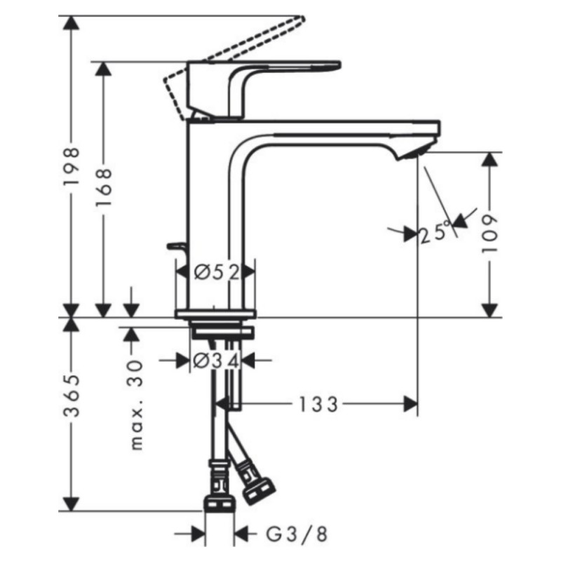 Hansgrohe REBRIS S змішувач для умивальника 110, CoolStart, EcoSmart+, хром, (72588000)