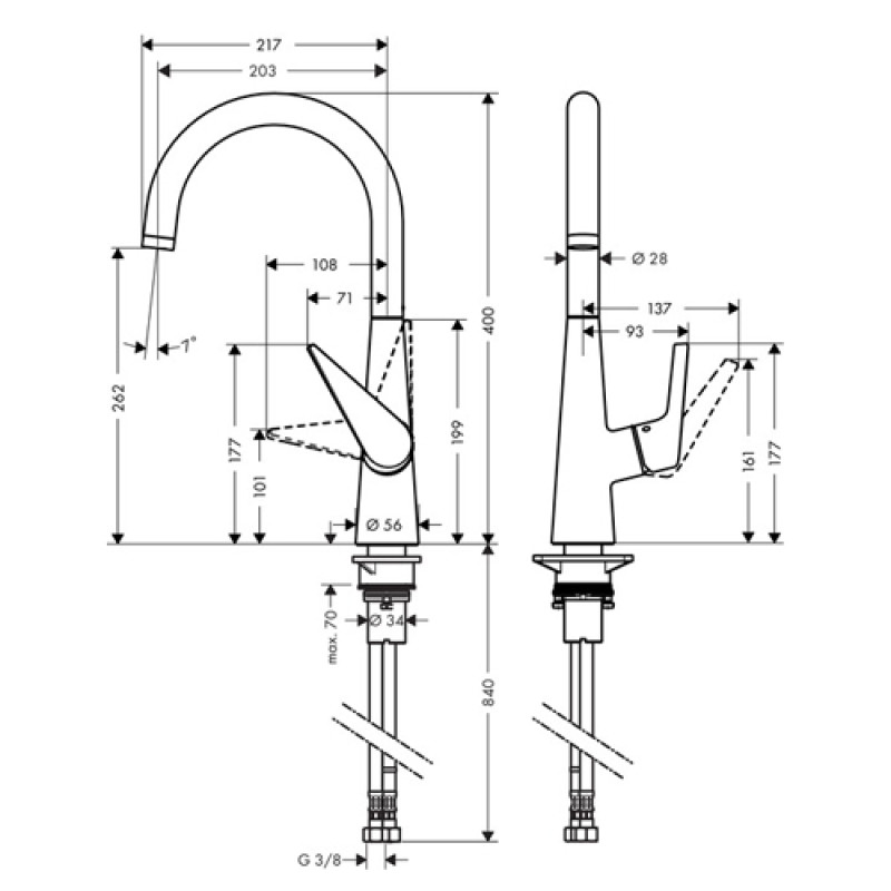Hansgrohe Змішувач для кухні Talis S (72810000)