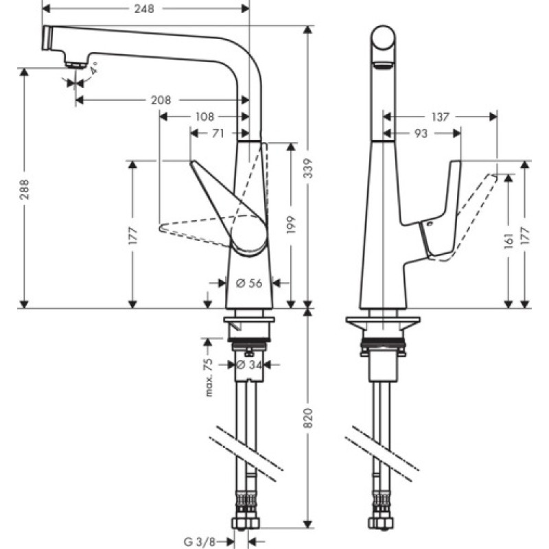 Hansgrohe Термостат для кухні Talis Select S з кнопкою керування (72820800)