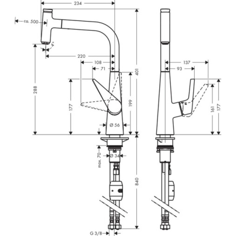 Hansgrohe Talis Select S Змішувач для кухні, одноважільний, (72821800)