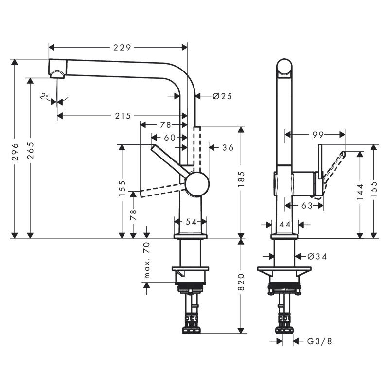 Hansgrohe Змішувач одноважільний для кухні Talis M54 (72840800)