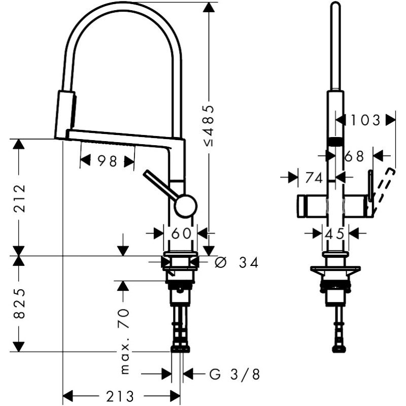 Hansgrohe TALIS SELECT M54 змішувач для кухні, одноважільний,3jet, чорний матовий, (72861670)