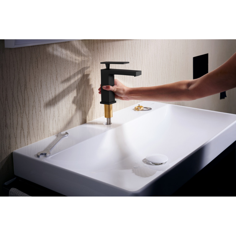 Hansgrohe TECTURIS E смеситель для умывальника 110, однорычажный, push-open, Eco Smart,цвет черный матовый, (73010670)
