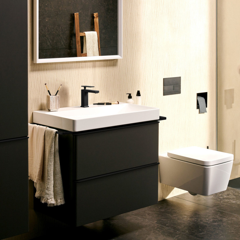 Hansgrohe TECTURIS E смеситель для умывальника 110, однорычажный, push-open, Eco Smart,цвет черный матовый, (73010670)