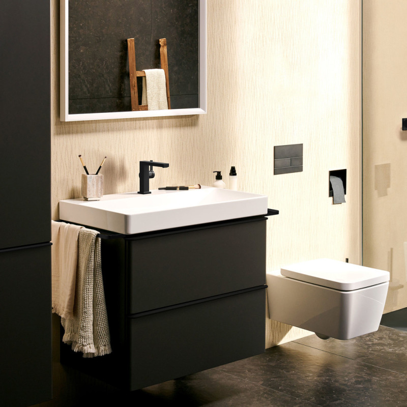 Hansgrohe TECTURIS E смеситель для умывальника 110, однорычажный,CoolStart, push-open, цвет черный матовый, (73020670)
