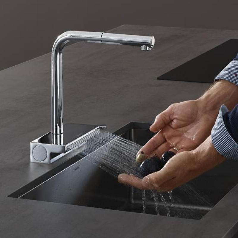Hansgrohe Змішувач для кухні Aguno Select M81 з висувним виливом (73830000)