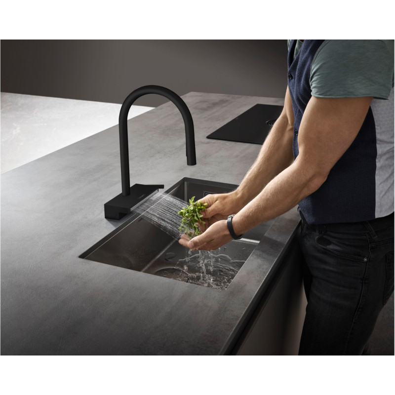 Hansgrohe Змішувач для кухні Aquno Select M81 з витяжним виливом чорний