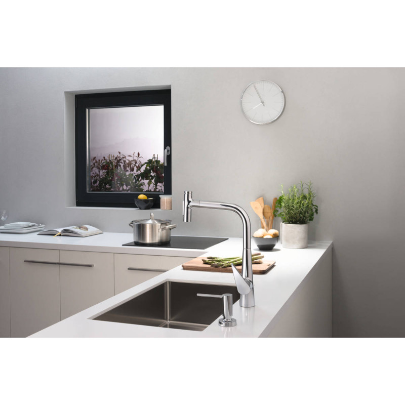 Hansgrohe Змішувач для кухні Talis Select 300 з витяжним виливом Sbox (73867000)