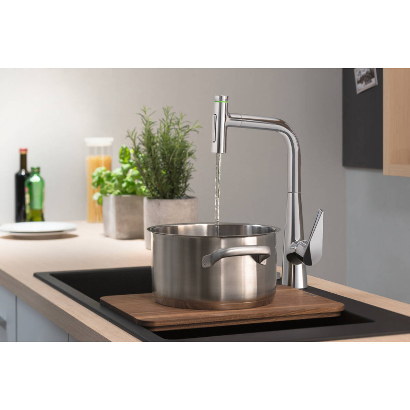 Hansgrohe Змішувач для кухні Talis Select 300 з витяжним виливом Sbox (73867000)