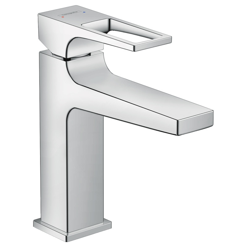 Hansgrohe Metropol Змішувач для раковини одноважільний 110, з петлевиднимруків`ям і зливн. гарнітуром push-open, (74507000)