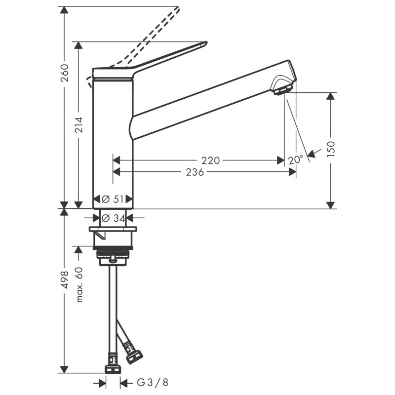 Hansgrohe Змішувач для кухні Zesis M33 150, 1jet, ECO (74811000)