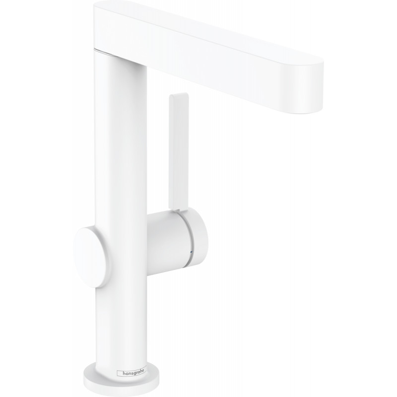 Hansgrohe FINORIS змішувач для умивальника 230, з поворотним виливом, зі зливним гарнітуром push-open, білий матовий, (76060700)