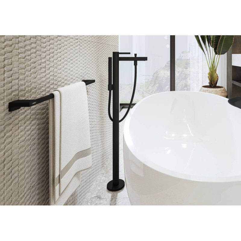 Hansgrohe Змішувач для ванни Finoris підлоговий чорний матовий