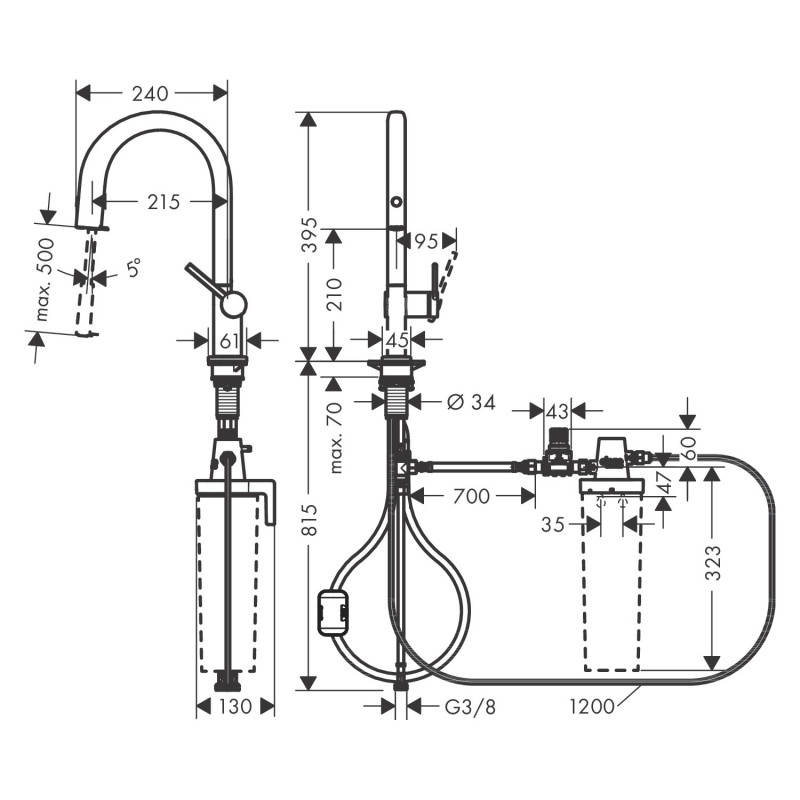 Hansgrohe Змішувач для кухні Aqittura M91 із краном для фільтрованої води