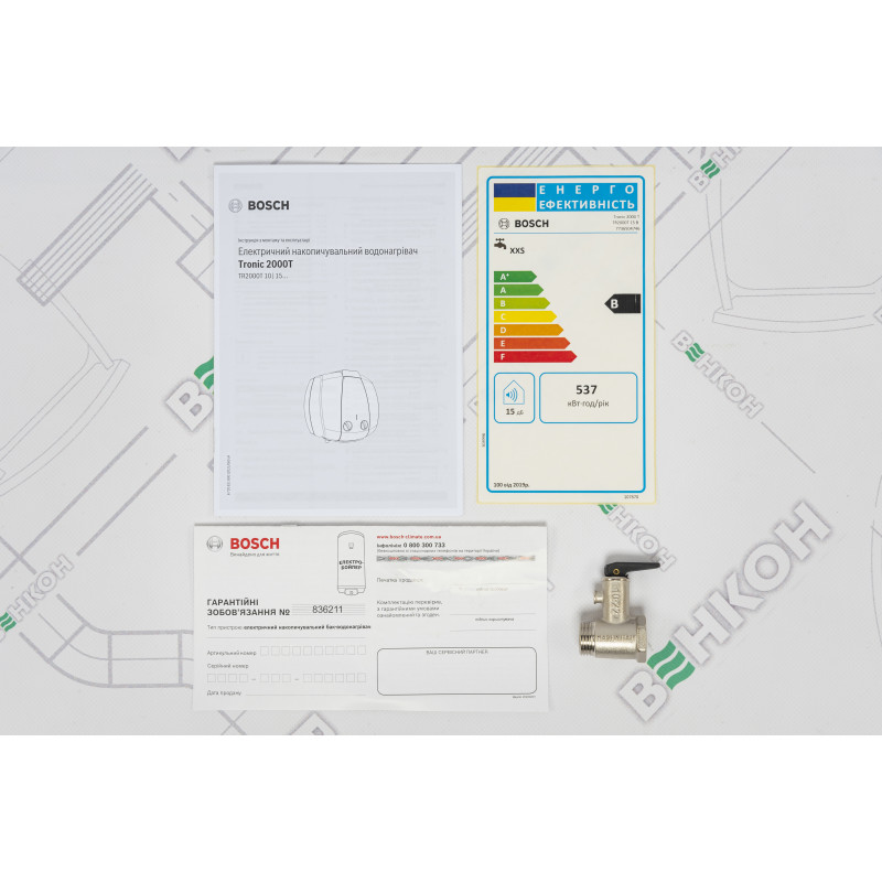 BOSCH Бойлер компакт Tronic 2000 T Mini, 15л, 1,5кВт над мойкой, B, (7736504746)