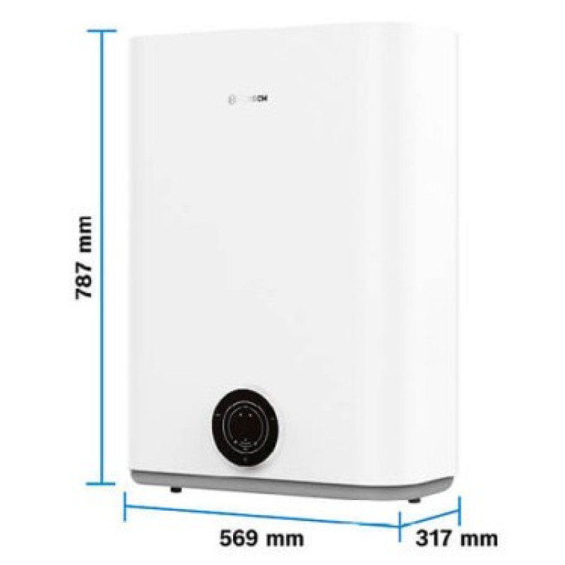 BOSCH Бойлер плаский слім Tronic 3500, 80л, 1.5кВт, ун. монтаж, електр. кер-ння, B, білий (7736507293)