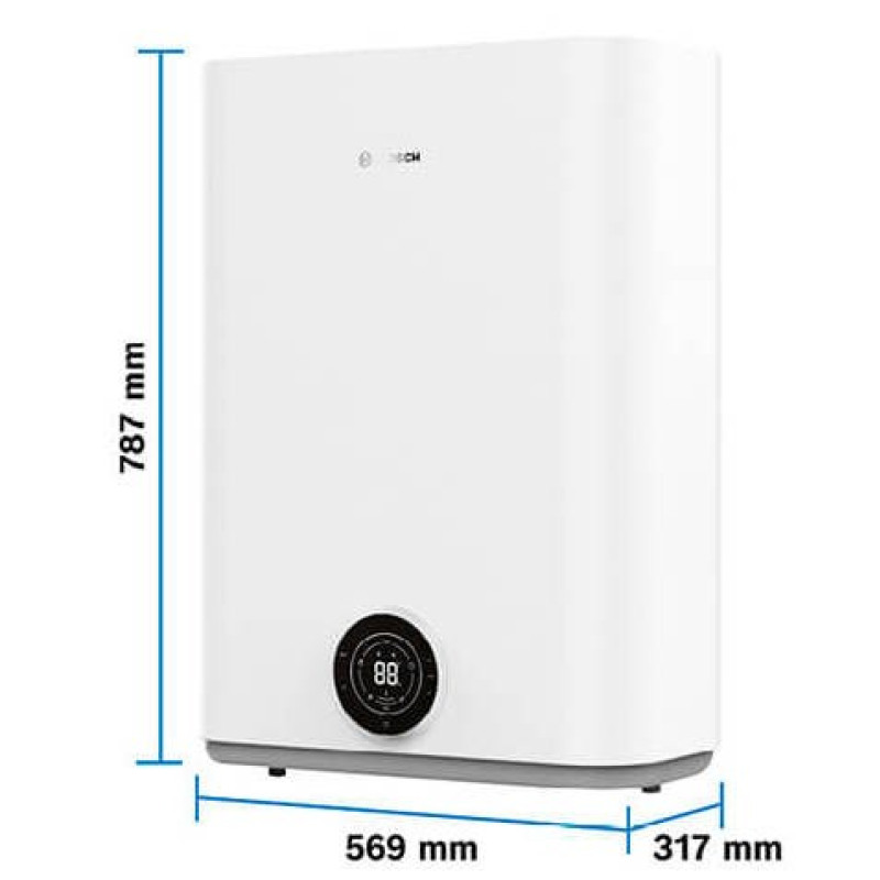 BOSCH Бойлер плаский слім Tronic 4500, 80л, 1.5кВт, ун. монтаж, електр. кер-ння, B, білий (7736507298)