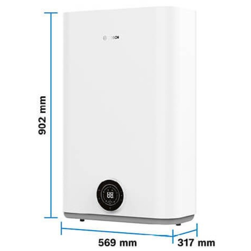 BOSCH Бойлер плаский слім Tronic 4500, 100л, 1.5кВт, ун. монтаж, електр. кер-ння, B, білий (7736507299)