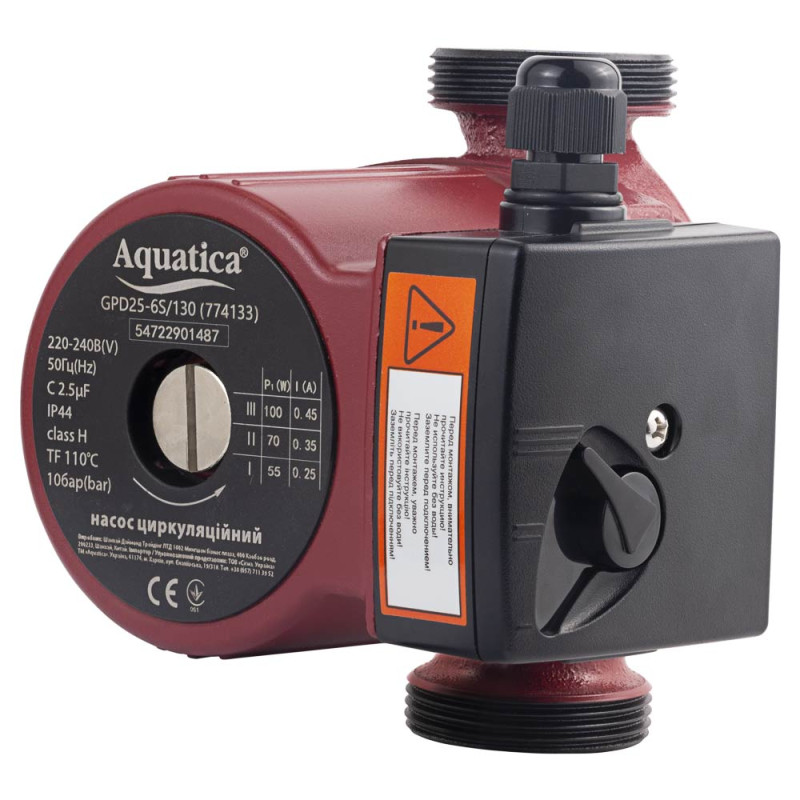 Aquatica Насос циркуляційний 100Вт Hmax 6м Qmax 75л/хв Ø1½