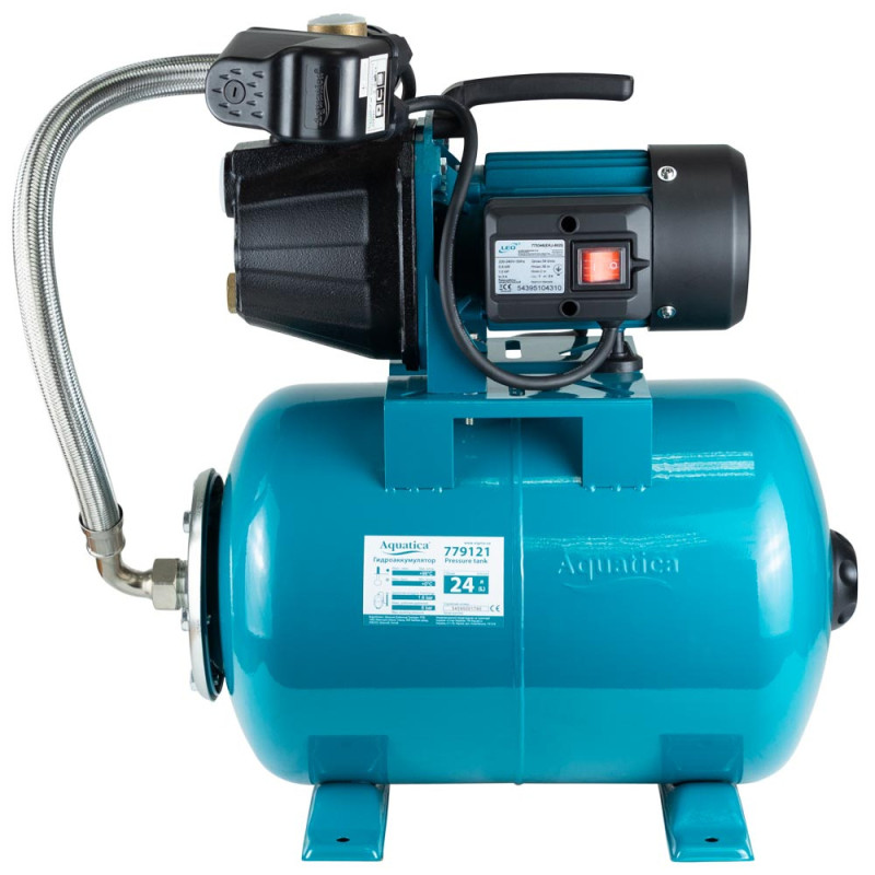 AquaticaLEO Станція 0.8кВт Hmax 38м Qmax 58л/хв (самовсмоктувальний насос) 24л EKJ-802IA5/UA (775346/24)