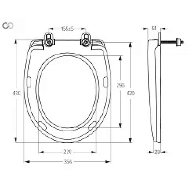 SOLOPLAST Сидіння для унітазу SP8-M, кріплення метал, 358х430 мм