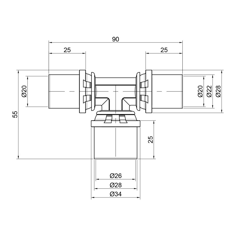 Icma Трійник прес 20х26х20 №406 (81406BQGPBQ06)