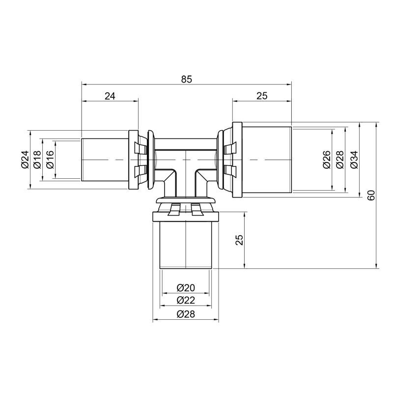 Icma Трійник прес 16х20х26 №406 (81406GHBQGP06)