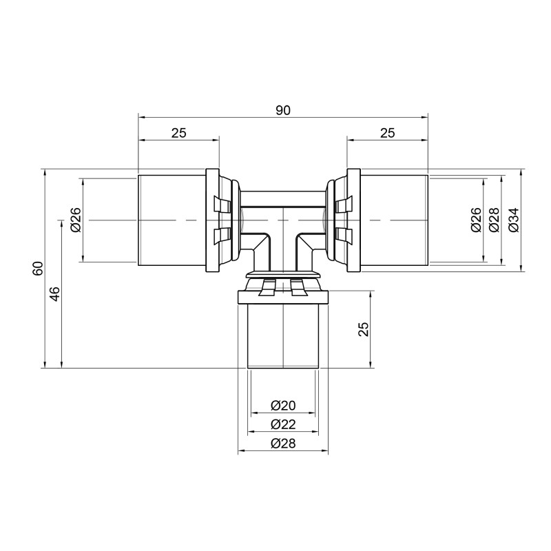 Icma Трійник прес 26х20х26 №406 (81406GPBQGP06)