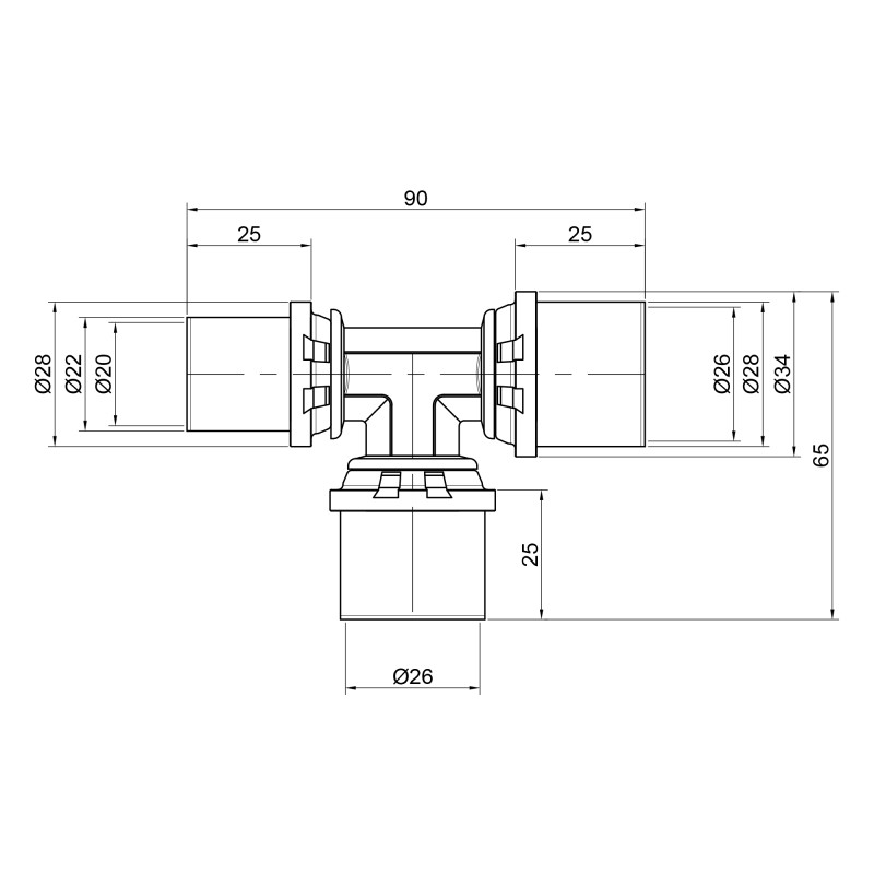 Icma Трійник прес 26х26х20 №406 (81406GPGPBQ06)